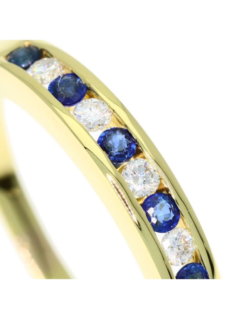 Tiffany & Co Half Eternity Sapphire Diamond Ring 18k Yellow Gold - Picture 9 of 11